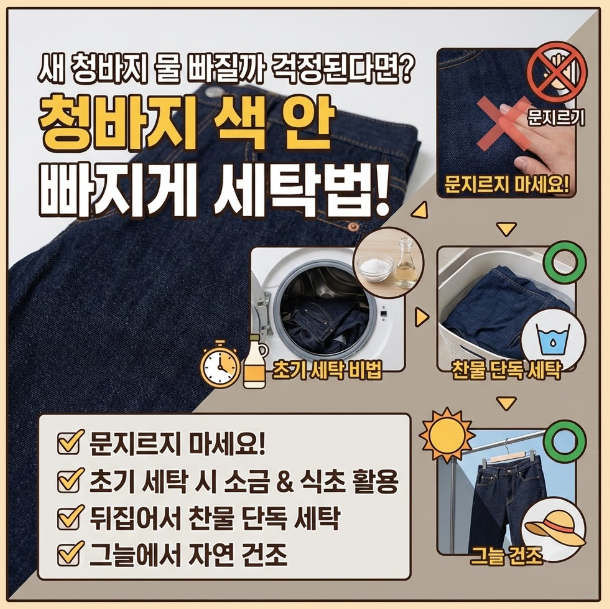 새 청바지 물 빠질까 걱정된다면? 색 안 빠지게 세탁하는 방법