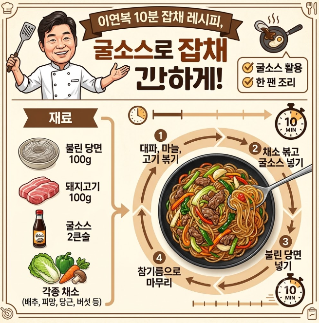 이연복 10분 잡채 레시피, 굴소스로 간단하게 만드는 잡채
