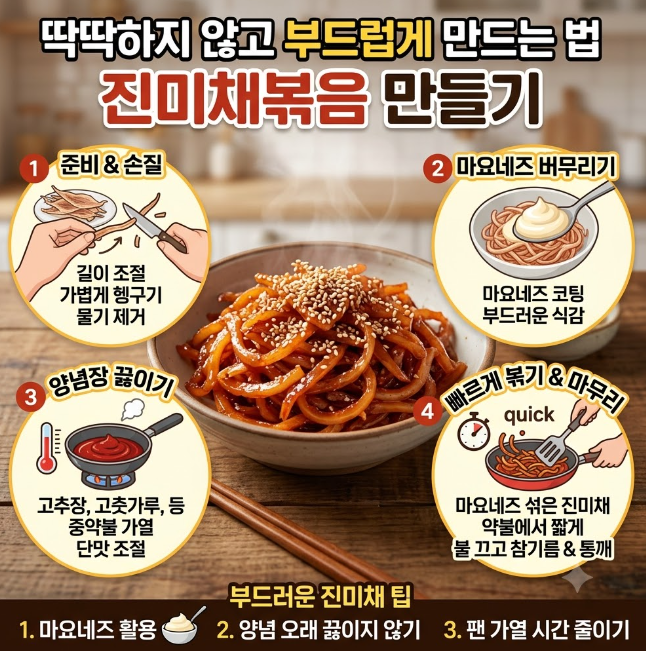 진미채볶음 만들기, 딱딱하지 않고 부드럽게 만드는 법