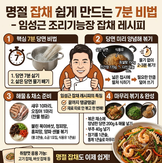 임성근 잡채 레시피, 명절 잡채 쉽게 만드는 7분 비법