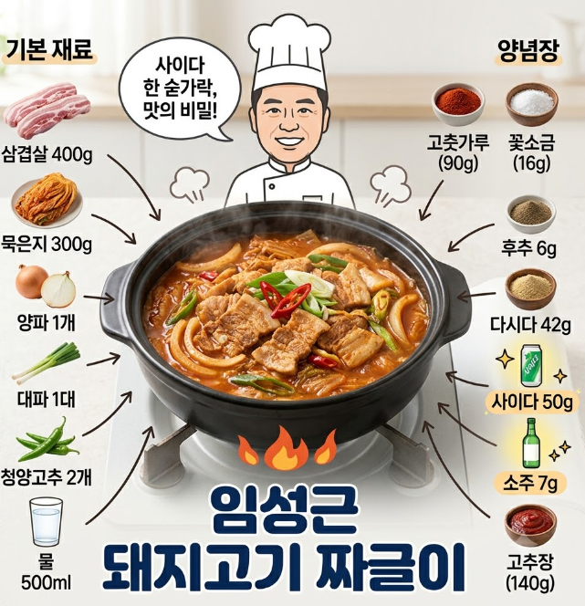 임성근 돼지고기 짜글이 레시피, 삼겹살에 사이다를 넣으면 맛이 달라집니다
