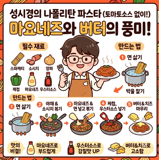 성시경 나폴리탄 파스타 레시피, 케첩과 마요네즈로 만드는 법