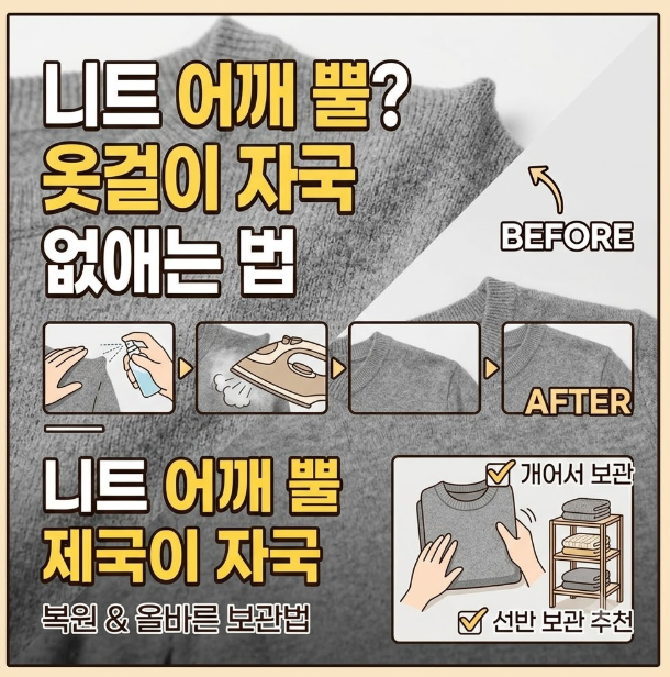 니트 어깨가 뿔처럼 튀어나왔다면? 옷걸이 자국 없애는 법과 보관법