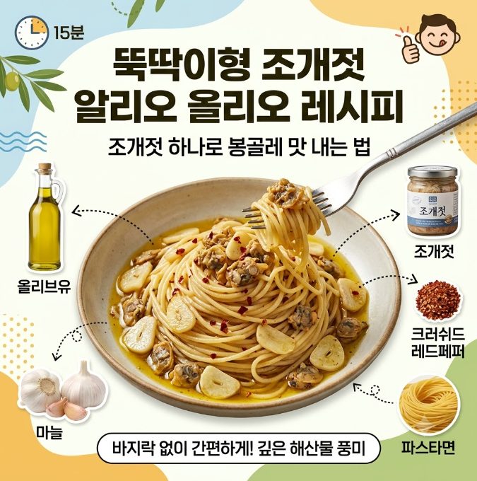 뚝딱이형 조개젓 알리오 올리오 레시피, 조개젓 하나로 봉골레 맛 내는 법