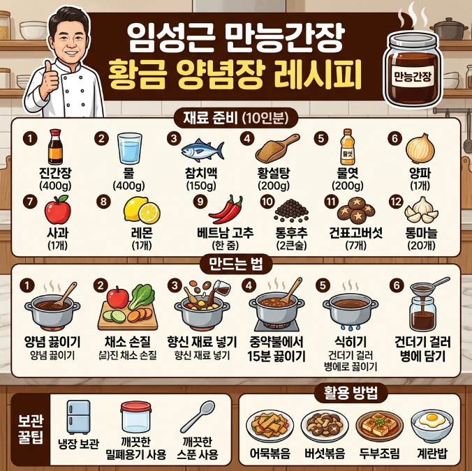 임성근 만능간장 레시피, 한 번 만들어 볶음과 조림에 활용하는 황금 양념장