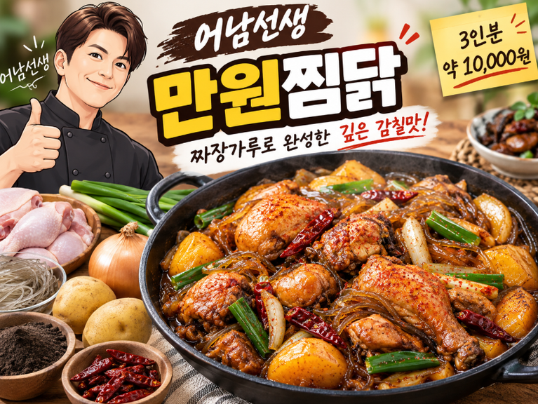 어남선생 만원찜닭 레시피, 짜장가루로 만드는 진한 안동찜닭