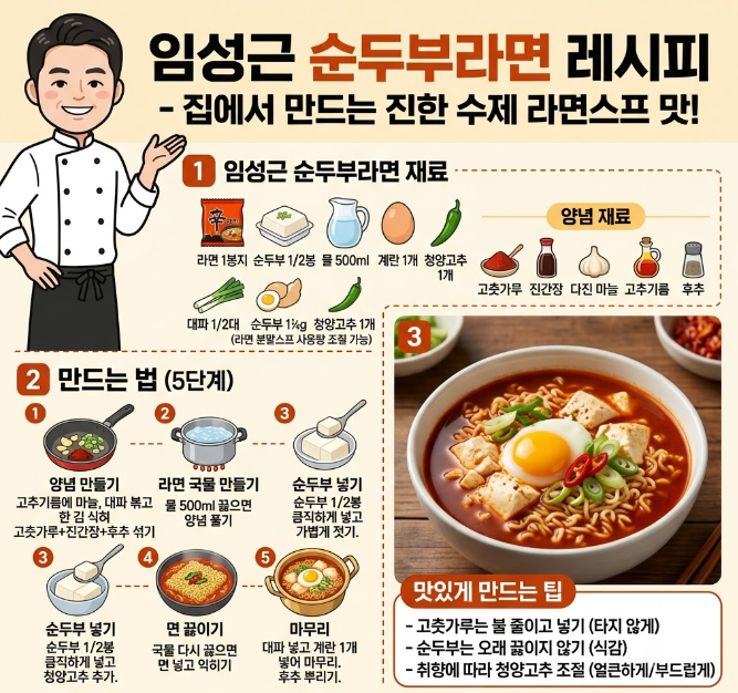 임성근 순두부라면 레시피, 집에서 만드는 진한 수제 라면스프 맛